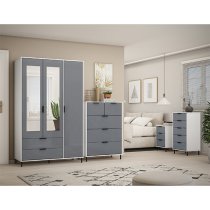 Madric High Gloss Chest Of 5 Drawers In Grey And White