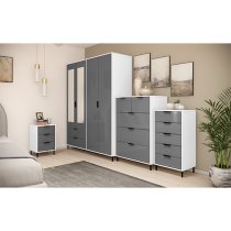 Madric Narrow High Gloss Chest Of 5 Drawers In Grey And White