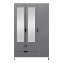 Madric Mirrored Gloss Wardrobe With 3 Doors In Grey And White