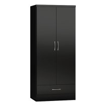 Mack Wooden Bedroom Set With 2 Doors Wardrobe Black Gloss Front