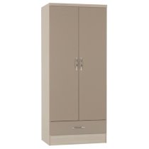 Mack Wooden Bedroom Set With 2 Doors Wardrobe Oyster Gloss Front