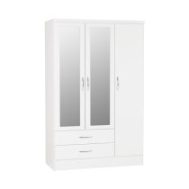 Mack Wooden Bedroom Set With 3 Doors Wardrobe White Gloss Front