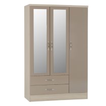 Mack Wooden Bedroom Set With 3 Doors Wardrobe Oyster Gloss Front