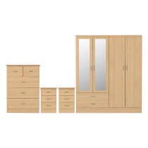 Mack Wooden Bedroom Set With 4 Doors Wardrobe In Sonoma Oak