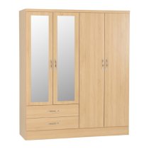 Mack Wooden Bedroom Set With 4 Doors Wardrobe In Sonoma Oak