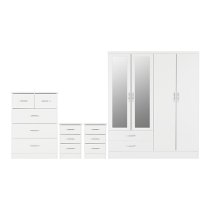 Mack Wooden Bedroom Set With 4 Doors Wardrobe White Gloss Front