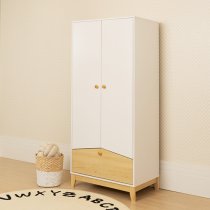 Kiro Wardrobe With 2 Doors 1 Drawer In White And Pine Effect