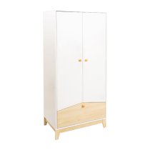 Kiro Wardrobe With 2 Doors 1 Drawer In White And Pine Effect