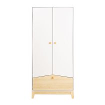 Kiro Wardrobe With 2 Doors 1 Drawer In White And Pine Effect