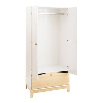 Kiro Wardrobe With 2 Doors 1 Drawer In White And Pine Effect