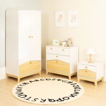 Kiro Wardrobe With 2 Doors 1 Drawer In White And Pine Effect