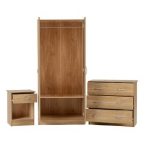 Mazi Wooden Bedroom Furniture Set With Wardrobe In Oak Effect