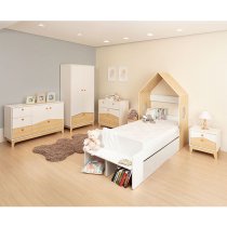 Kiro Wooden Bedroom Furniture Set In White And Pine Effect