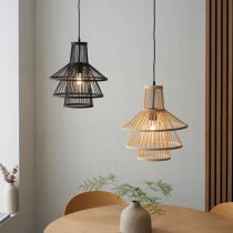 Cary Ceiling Pendant Light With Dark Stained Bamboo Framework