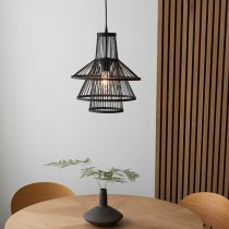 Cary Ceiling Pendant Light With Dark Stained Bamboo Framework