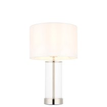 Biloxi Small White Drum Shade Touch Table Lamp In Bright Nickel