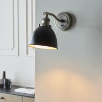 Barrie Franklin Rolled Edge Shade Wall Light In Matt Black