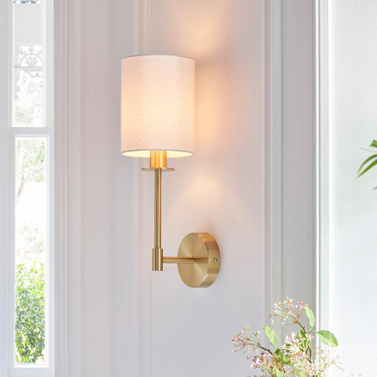 Casper Modern Cylinder Shade Wall Light In Satin Brass