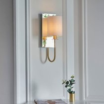 Cerritos Mirrored White Shade Wall Light In Satin Brass