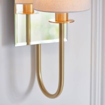 Cerritos Mirrored White Shade Wall Light In Satin Brass