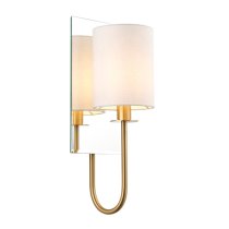 Cerritos Mirrored White Shade Wall Light In Satin Brass