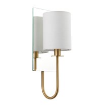 Cerritos Mirrored White Shade Wall Light In Satin Brass