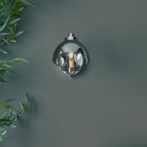 Chico Smoked Glass Shade Wall Light In Bright Nickel