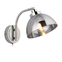 Chico Smoked Glass Shade Wall Light In Bright Nickel