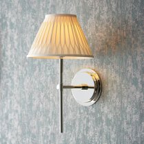 Cocoa And Chatsworth Ivory Shade Wall Light In Bright Nickel