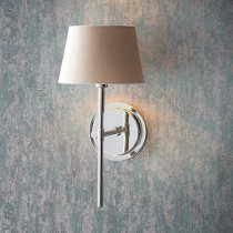 Cocoa And Cici Grey Tapered Shade Wall Light In Bright Nickel