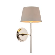 Cocoa And Cici Grey Tapered Shade Wall Light In Bright Nickel