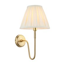 Davis And Carla Cream Cotton Shade Wall Light In Antique Brass