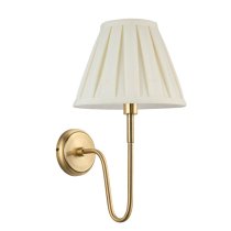 Davis And Carla Cream Cotton Shade Wall Light In Antique Brass