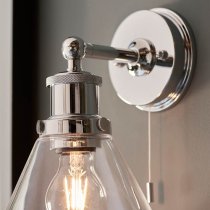 Arcata Clear Coned Glass Wall Light In Chrome