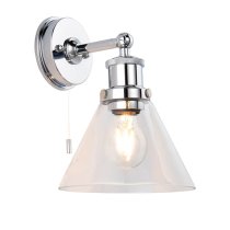 Arcata Clear Coned Glass Wall Light In Chrome