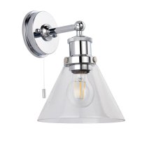 Arcata Clear Coned Glass Wall Light In Chrome