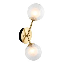 Easton Clear Ribbed And Frosted Glass Wall Light In Satin Brass