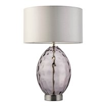 Newton White Drum Shade Touch Table Lamp With Tinted Glass Base