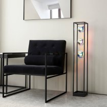 Burnet Iridescent Glass Floor Lamp With Matt Black Open Frame