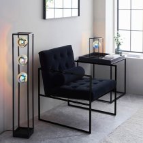 Burnet Iridescent Glass Floor Lamp With Matt Black Open Frame