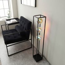 Burnet Iridescent Glass Floor Lamp With Matt Black Open Frame