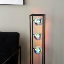 Burnet Iridescent Glass Floor Lamp With Matt Black Open Frame