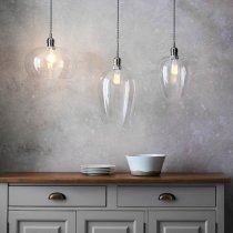 Hixson Medium Clear Glass Ceiling Pendant Light In Bright Nickel