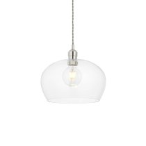 Hixson Medium Clear Glass Ceiling Pendant Light In Bright Nickel