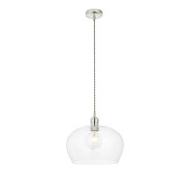 Hixson Medium Clear Glass Ceiling Pendant Light In Bright Nickel