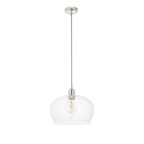 Hixson Medium Clear Glass Ceiling Pendant Light In Bright Nickel