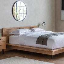 Okonma Wooden King Size Bed With Metal Legs In Oak