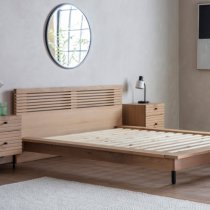 Okonma Wooden King Size Bed With Metal Legs In Oak