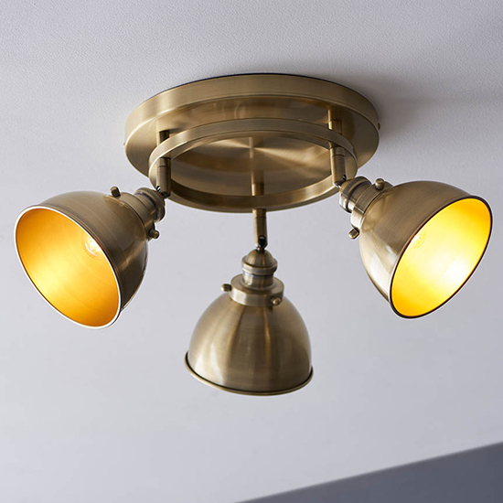 Moline 3 Lights Round Bar Spotlight In Antique Brass