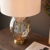 Plano White Shade Touch Table Lamp In Champagne Glass Base